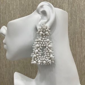 "Bohemian" Beaded Earrings In White.
